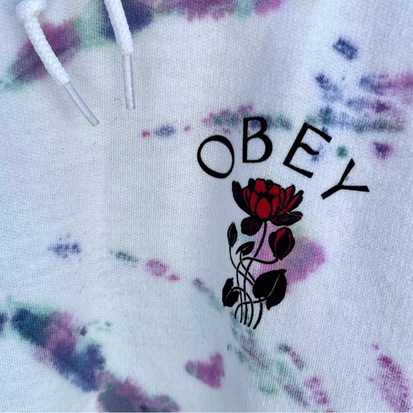 🎉HP🎉*Obey | Chaos & Dissent Tied Dye Hoodie in White Size M - Picture 5 of 10